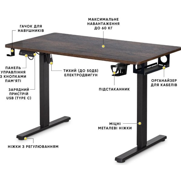 Фото - Стол с электрорегулировкой высоты Mealux PowerDesk Lite Antique (EVO-201 Lite Antique/B)